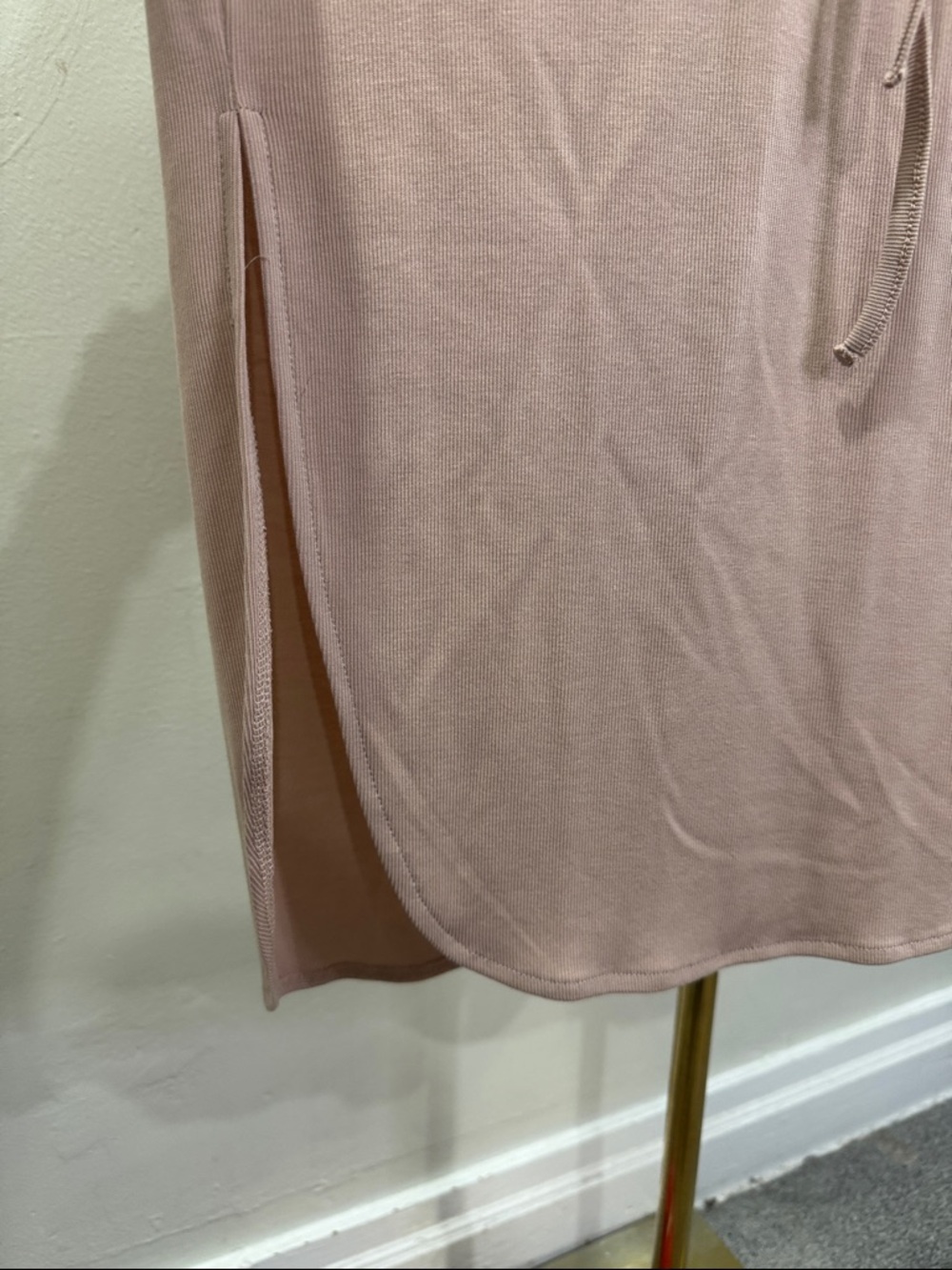 O’Neill Ribbed Modal Blend Midi Dress | Blush Pink Tie Waist | Size M - Picture 11 of 12
